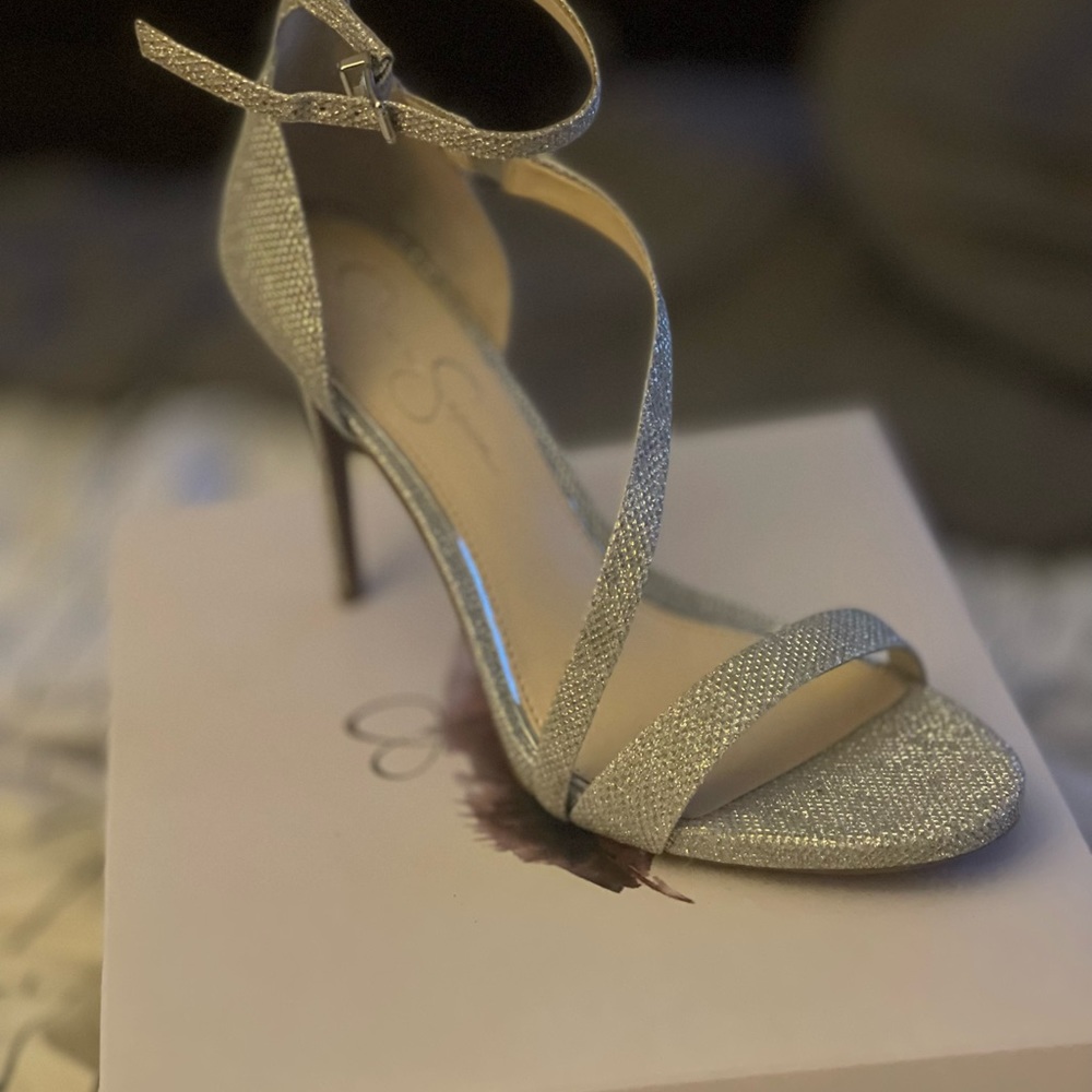 Jessica Simpson Silver heels (only worn once)